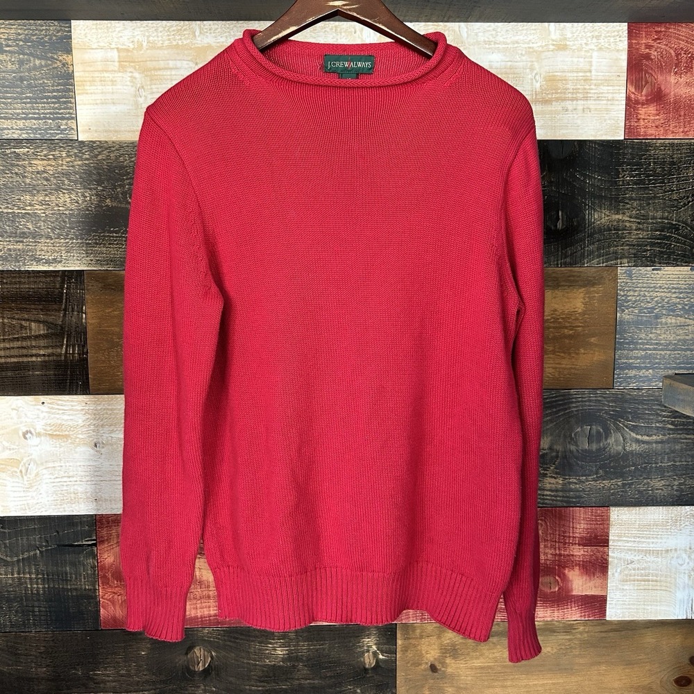 I Crew Vintage Roll Neck Sweater Red Cotton 16 Women
